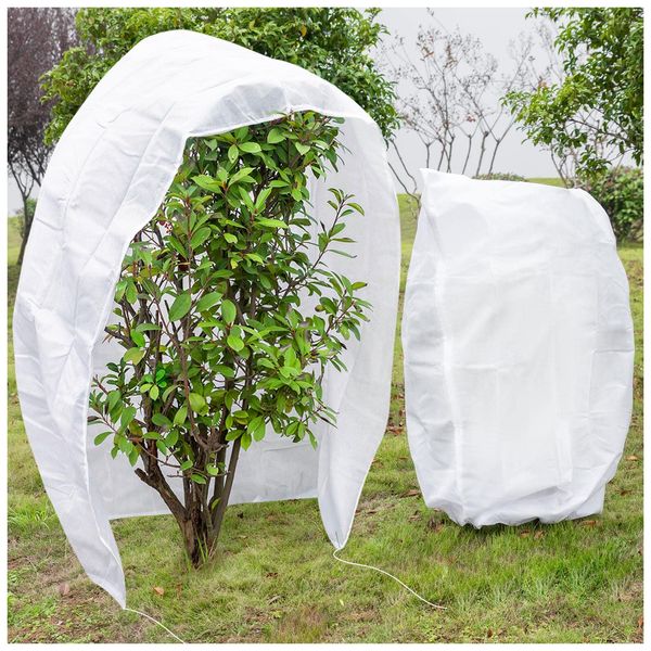 2 Pcs Plant Covers Freeze Protection, Frost Cloth Plant Freeze Protection, Frost Covers for Outdoor Plants with Drawstring and Zipper, 2.5 oz/yd² 5.9 X 3.9 Ft, for Protect Trees Shrubs from Cold Frost