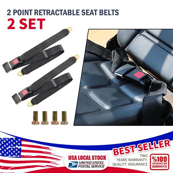 2Pack Truck Car Lap Seat Belts 2 Point Adjustable Single Seat Lap Universal
