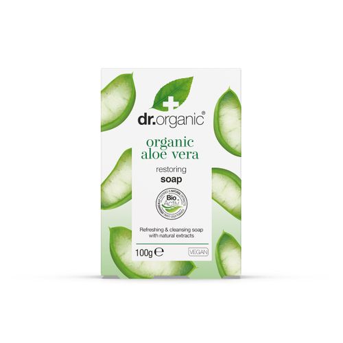 Dr Organic Aloe Vera Soap Bar, Natural, Vegetarian, Cruelty Free, Paraben & SLS Free, Recyclable Packaging, 100g