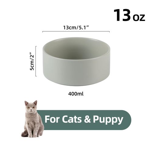 Havniva Ceramic Set of 2 Dog and Cat Bowls, Food and Water Bowls for Toy Breed Dogs, Kitty, Cats, 2pcs Dog & Cat Dishes, Cat Feeder(5.1inch, 2 Bowls, Grey)