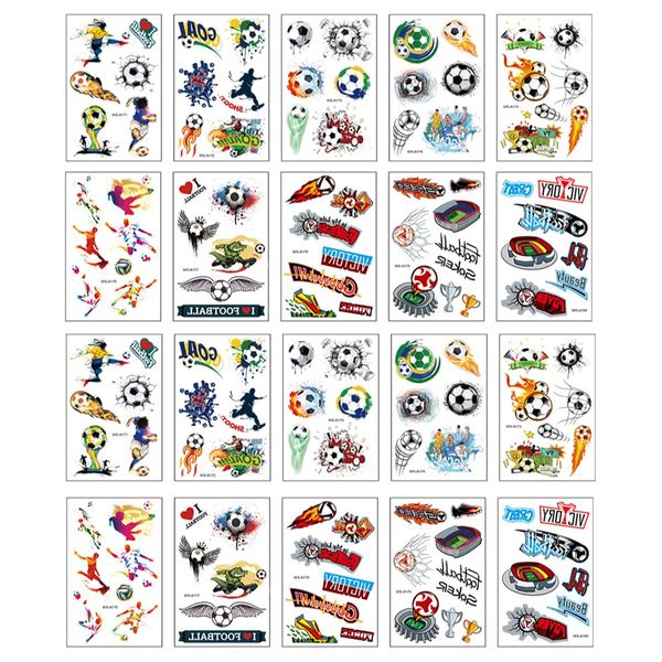 20 Pcs Football Temporary Tattoos Soccer Ball Tattoos Temporary Tattoo for Kids Boys World Cup Soccer Fake Tattoos Tattoos Stickers for Boys and Girls