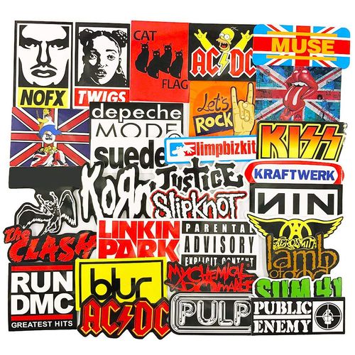 Band Stickers Pack Rock N Roll Sticker Decal Laptop Car Guitar Bumper Punk Classic Vinyl Waterproof Doodle 100pcs