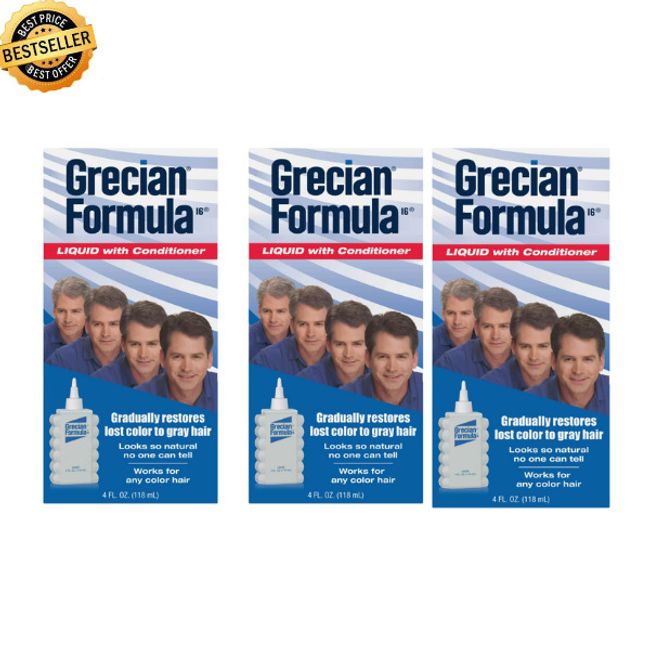 Grecian Formula 16 Hair Color with Conditioner For Men, 4 fl Oz, ( Pack of 3 )