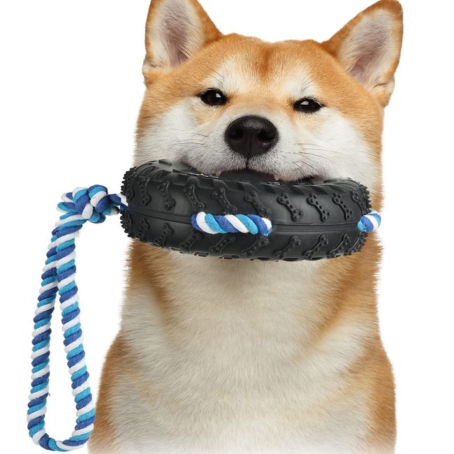 FERRISA Dog Toy, Chewing Toy, Durable, Rope, Dog Toy, Brushing Teeth, Unbreakable, Pulling, Dog Toy, Stress Relief, Prevents Lack of Exercise, Clean Teeth, Tire Shape, For Pets, For Medium and Large