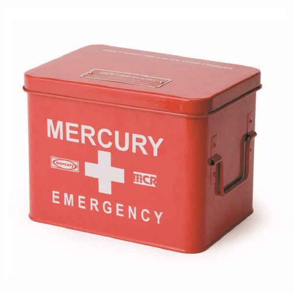 MERCURY First Aid Kit, Emergency Box, Small Storage Box, Red, Red