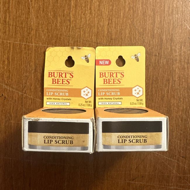 Lot Of 2 Burt's Bees Conditioning Lip Scrub Exfoliates with Honey Crystals NEW