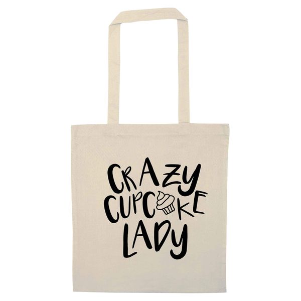 Flox Creative Tote Bag Crazy Cupcake Lady Natural