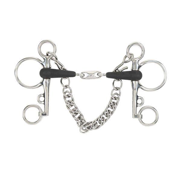 Shires Equikind Plus Pelham Peanut Link Bit 4 1/2 inch Silver Black