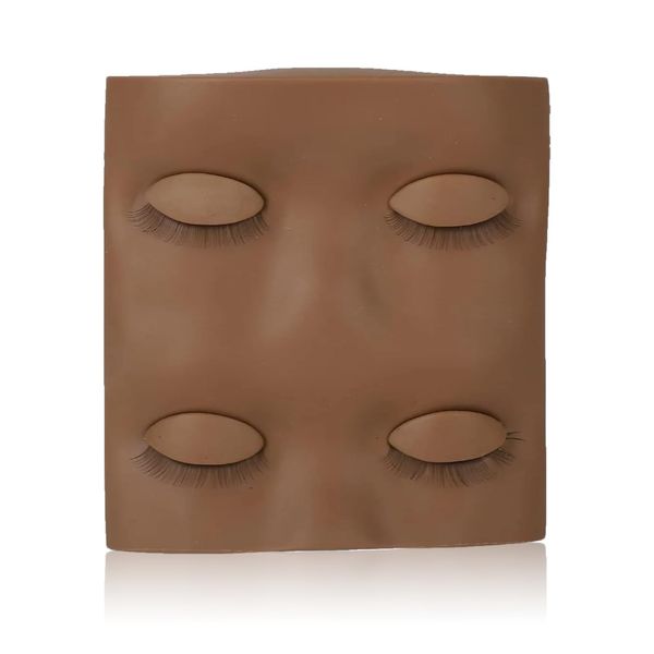 Eyelashes Extension Mannequin Head, Lash Mannequin Head Replaced Eyelids with 2 Pairs Removable Eyelids Simulation Design Silicone Makeup Practice Face for Makeup Training (Brown)