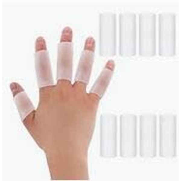 Skeerthy Gel Finger Sleeves Protectors, 16 Pieces Finger Cots Gel Finger Sleeve Protectors, Waterproof Finger Gloves Cushion Fingers Tube Protector for Basketball Arthritis Cracked Finger Pain