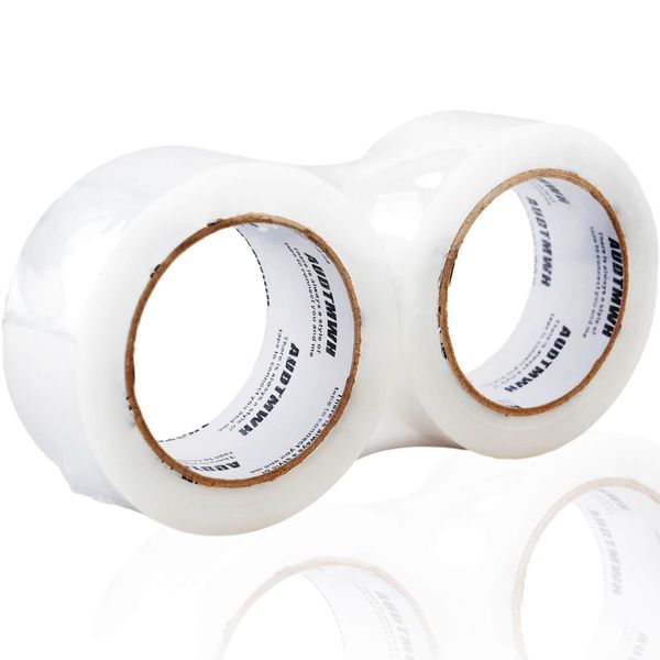 AUDTMWH Packing Tape Refills, Clear, Packaging Tape Heavy Duty Designed for Moving, Shipping and Packing, Mailing,1.88" x 60 yds, 2 Rolls