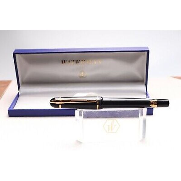 Waterman PHILEAS Fountain pen, NOS, BLACK GT, M nib, Converter, Box. Rare Find