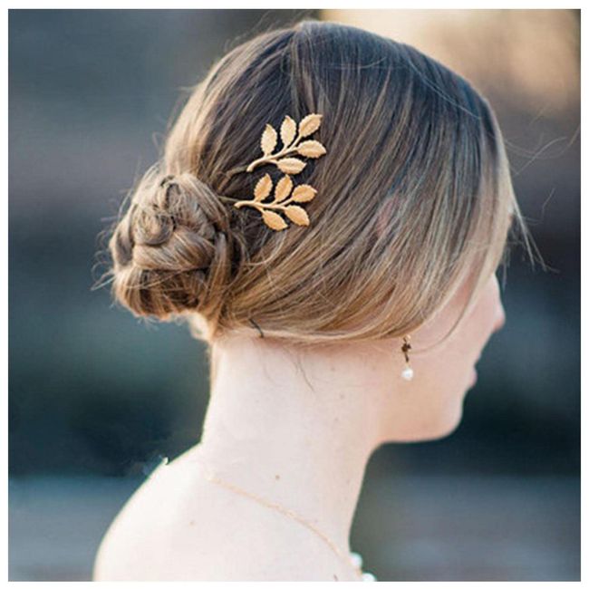 Dervivea Boho Olivenblatt Haarspange Barrette Goldblätter Haarnadel Vintage Olivenzweig Bobby Pin Metallblätter Hochzeit Haarschmuck Für Frauen Und Mädchen Kopfschmuck Packung Mit 2