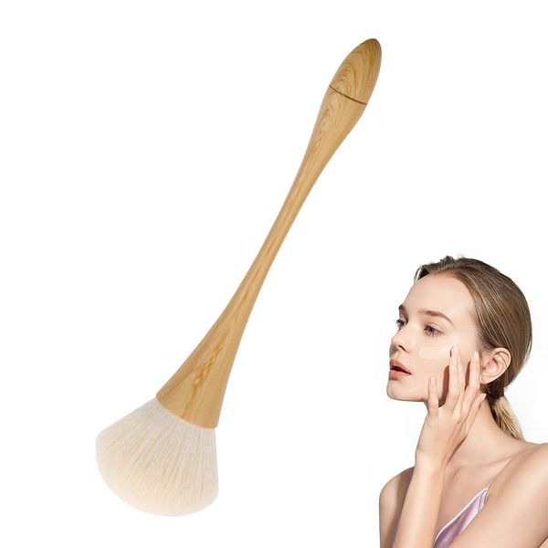 Nail Art Brush, Nail Dust Removal Brush Long Handle Manicure Nail Art Beautiful Makeup Brush Tool Nail Powder Cleaning Brush Nail Tools (Wood Color)