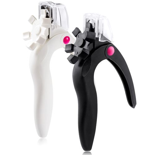 ANCIRS 2 Pack Acrylic Nail Clipper, Adjustable Stainless Steel Nail Trimmer, Artificial Fake Nail Tip Cutter for False Nail Art Manicure Project- White & Black