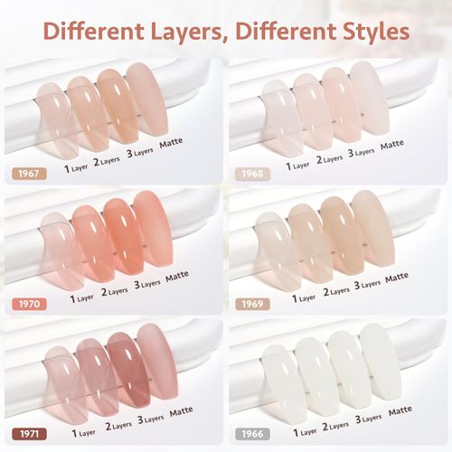 GAOY Milky Jelly UV Gel Nail Polish Kit di 6 colori trasparenti nudi, bianco, rosa, marroni, per manicure gel da salone e nail art fai da te a casa