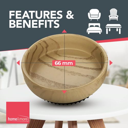8pk Rubber Base Castor Cups for Wooden Floors and Carpets | Wooden Furniture Castor Cups Non-Slip | Caster Cups to Protect Wooden Floor | Furniture Floor Protectors for Chair & Sofa Legs, Table Feet