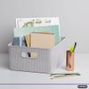 Superio 15L Medium Ribbed Storage Bin- Plastic Storage Bin  (2 Pack White Smoke)