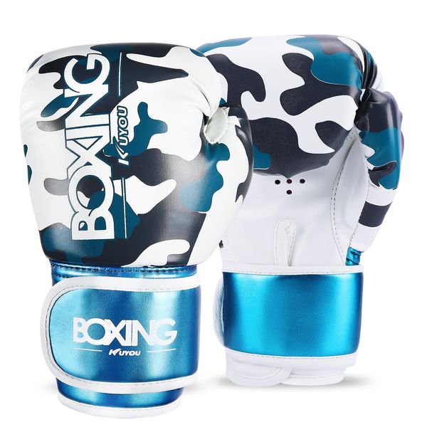 Kids Boxing Gloves, Boxing Gloves for Children 3-9 Youth Boys Girls Toddler PU Cartoon Sparring Training Boxing Gloves for Punching Bag, Kickboxing, Muay Thai, MMA (Pearl Blue)