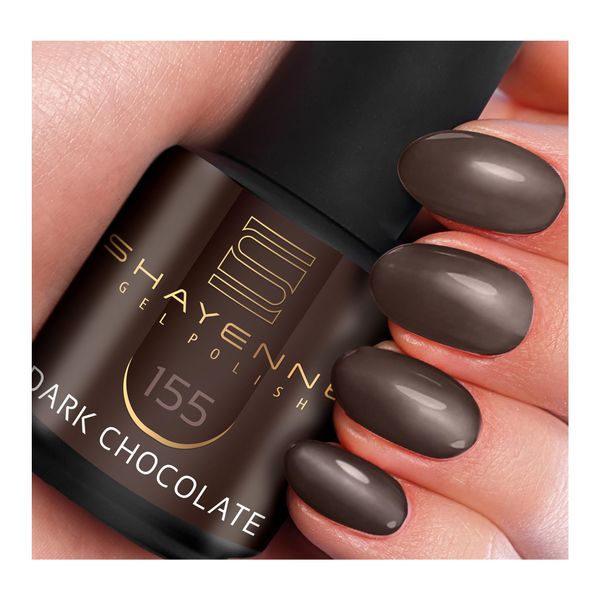 SHAYENNE Made in Germany Shellac Gel Nail Polish 15 ml for UV LED Lamp | 155 Dark Chocolate Brown | Gel Nail Polish for UV Nail Lamp | LED Nail Polish Gel Polish Nail Gel