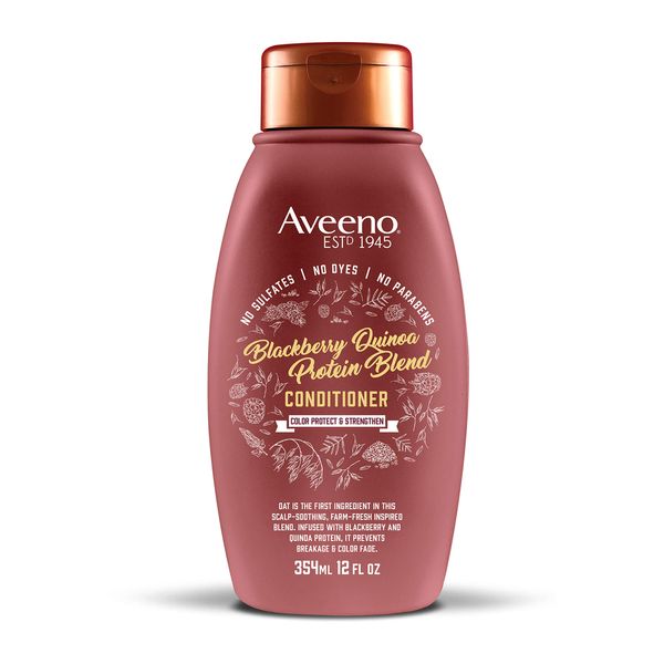 Aveeno Blackberry Quinoa Protein Blend Sulfate-Free Conditioner for Color-Treated Hair Protection, Daily Strengthening & Moisturizing Conditioner, Paraben & Dye-Free, 12 Fl Oz