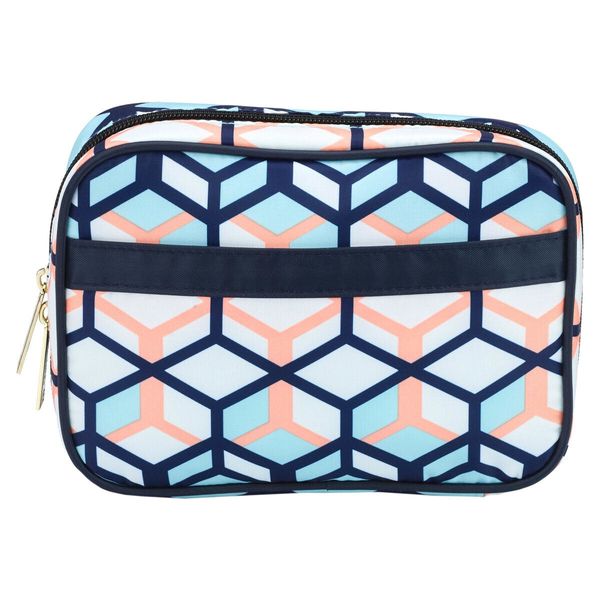 Modella 3D Geo Perforated Zippered Makeup Cosmetic Bag Organizer