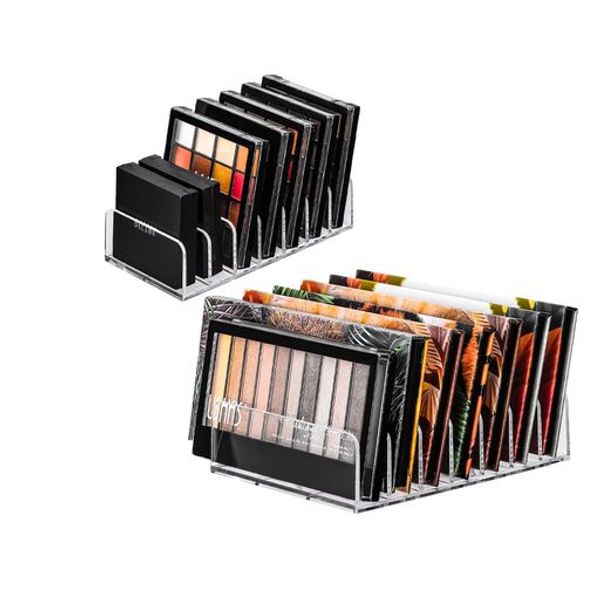 Eyeshadow 2-Piece Storage, 7 Compartments, Eyeshadow Holder, Cosmetic Storage, Acrylic, Compartment Stand, Clear Case, Makeup Box, Transparent, Stylish, Cosmetic Storage Rack, Makeup Storage, Acrylic, Large Capacity, Tabletop, Small Item Holder (Transpare