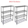 2PCS Wire Shelving Rack Shelf 4-Tier Household Kitchen Storage Shelf Organizer