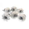 Mango Tree - Door Knobs in White and Silver Crackle and Distressed - Set of 6 Cupboard Knobs