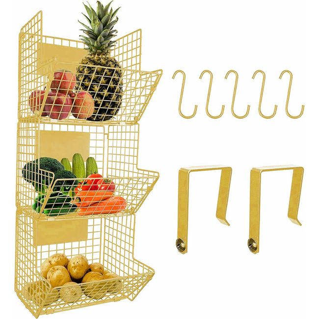  Heavy Duty - 3 Tier Hanging Kitchen Black Fruit Basket