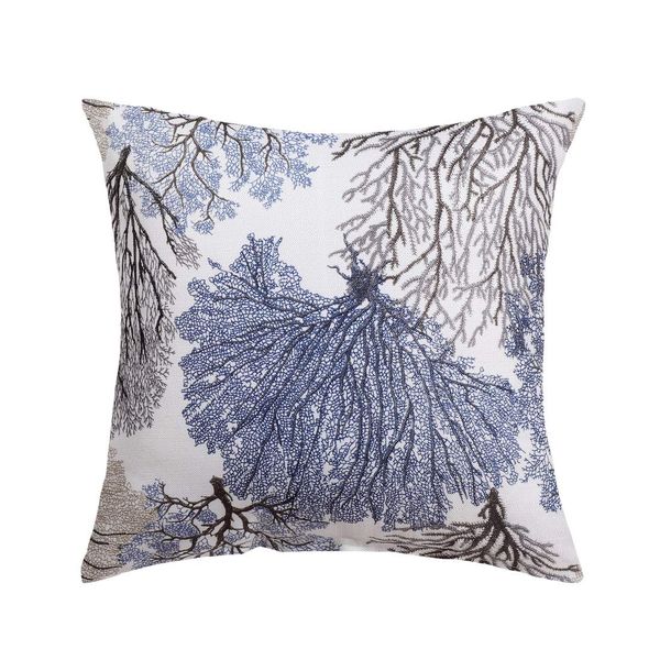 uxcell Cushion Cover 17.7 x 17.7 inches (45 x 45 cm), Linen, Stylish, Shiny Decorative, Pillow Cover, Double-Sided, Coral Pattern, Original Backpad, Blue, 1 Piece