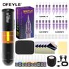 Wireless Tattoo Machine PRO Kit Adjustable Stroke 20pcs Cartridge Needle 1300mAh