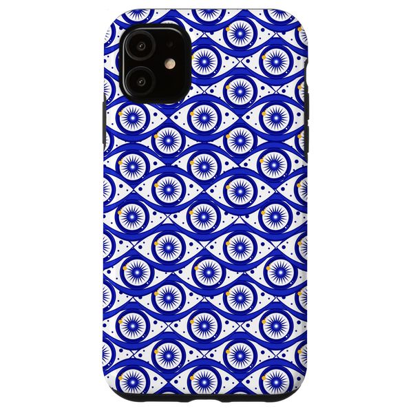 Case for iPhone 11 Evil Eye Pattern Turkish Eye Lashes Blue Eye