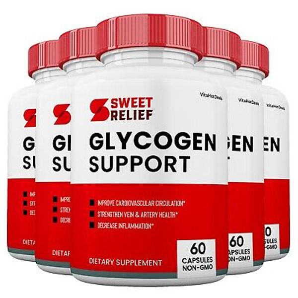 Sweet Relief Glycogen Control Capsules,  Blood Vessel Supplement (5 Pack)
