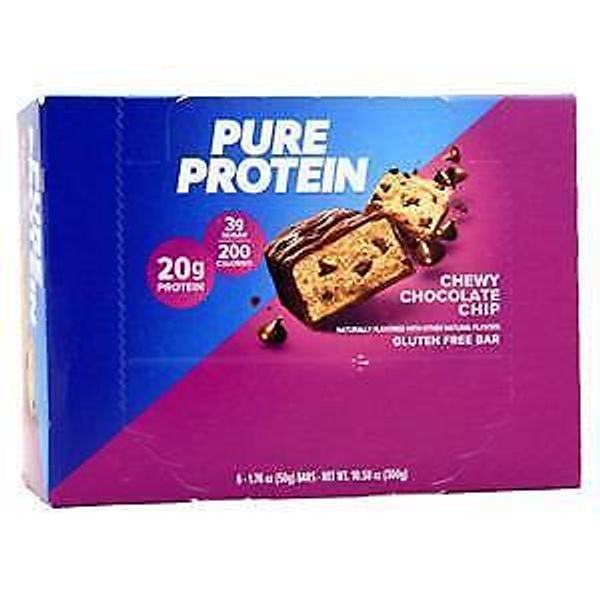 Worldwide Sports Pure Protein Bar Chewy Chocolate Chip 6 bars