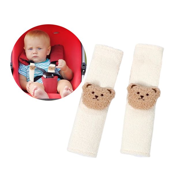 Fychuo Seat Belt Pads 2 Pack Seatbelt Strap Cover Fleece Seat Belt Covers Soft Baby Car Seat Cover Cute Bear Cartoon Seatbelt Strap Cover