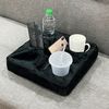 Couch and Bed Cup Holder Pillow, Sofa Refreshment Tray for Drinks/Remote Control/Snacks Holder (Black)