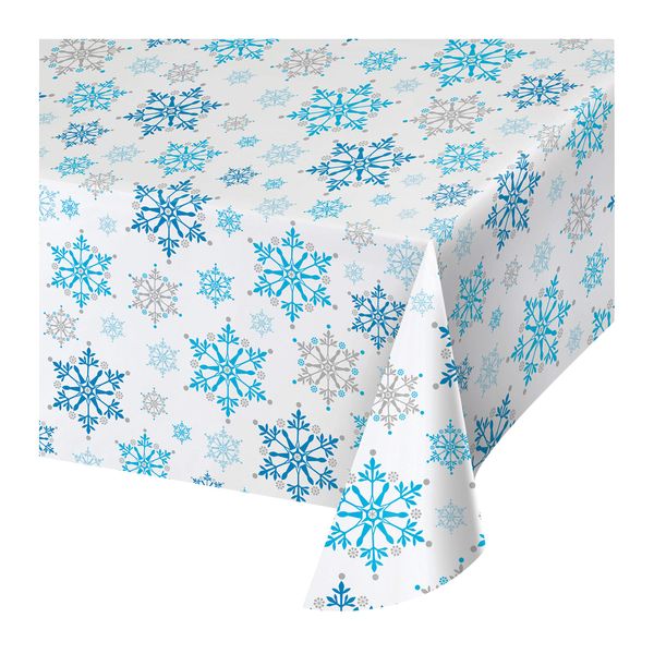 Creative Converting Plastic Tablecover-1 Pc, Snowflake Swirls, 54 x 102