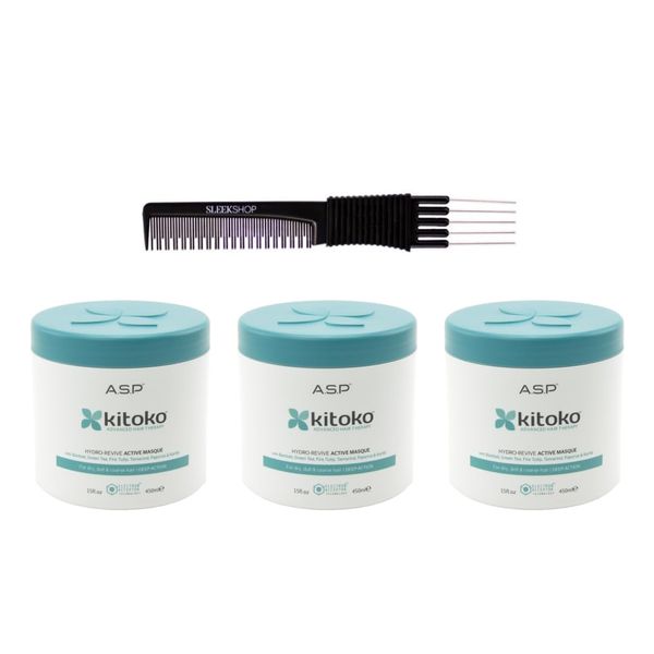 Asp Kitoko Hydro-Revive Active Masque (15 oz) with Teasing Comb Pack 3