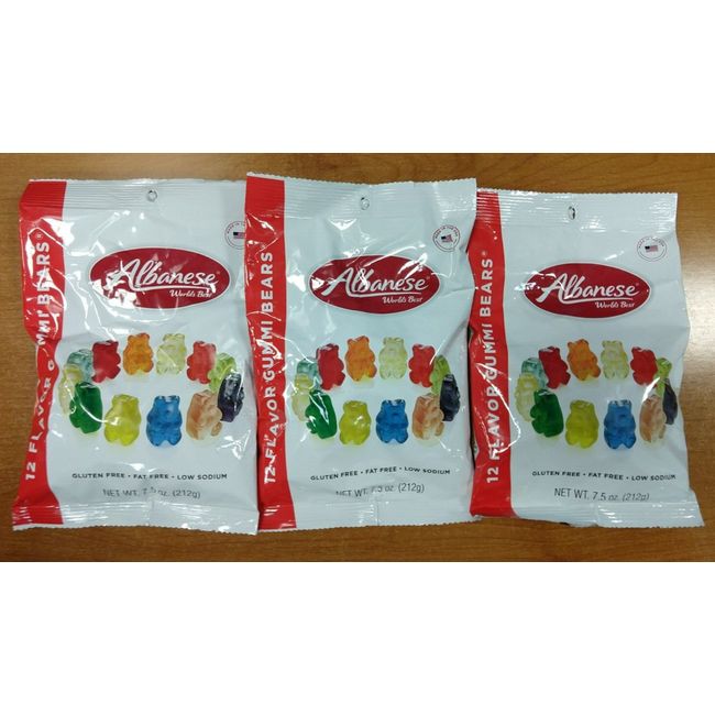 3 Bags: Albanese Worlds Best Gummi Bears 12 Flavors 7.5 oz Exp. 10/13/24 - E9E