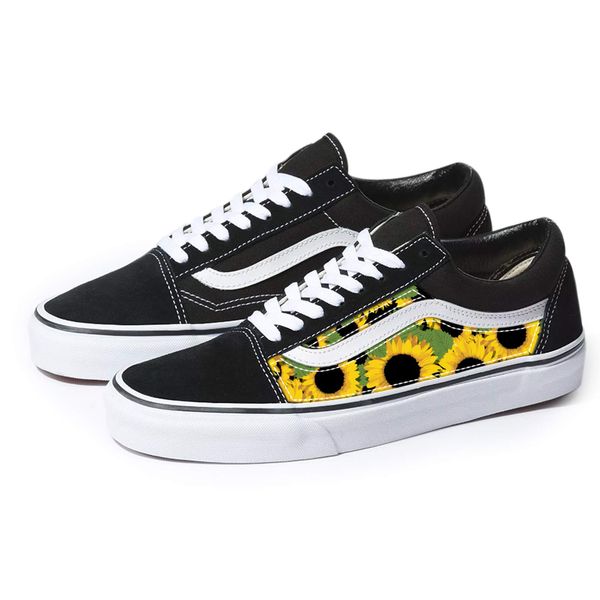 Patch Collection Black Old Skool x Sunflower Pattern Custom Handmade Shoes
