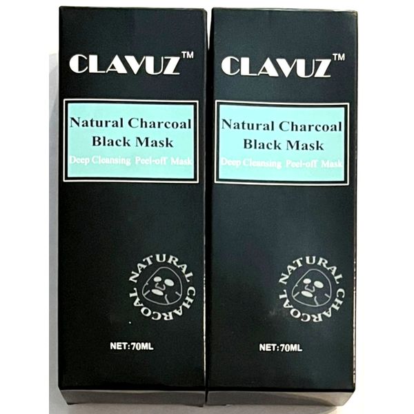 2 X CLAVUZ Natural Charcoal Black Mask - Deep Cleansing Charcoal Mask - 70ml