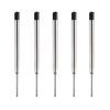 HeTaoCat Replaceable Ballpoint Pen Refills, Blue Ink Refill Pack of 5, Medium Point Metal Refill(Black)