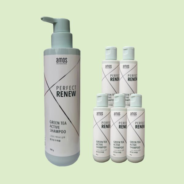 (Until 25.02) Amos Green Tea Active Shampoo for Normal to Dry Scalp 500g + 5 Mini 80g Scalp Cleansing