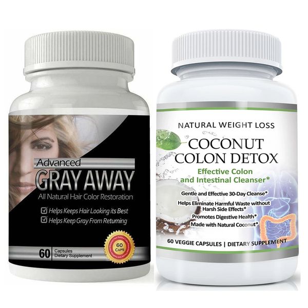 Gray Away Hair Color Restoration Coconut Colon Detox Cleanse Dietary Supplements