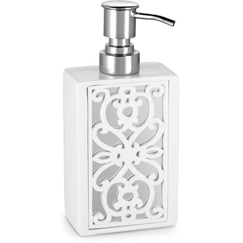 Creative Scents Mirror Janette White Hand Soap Dispenser for Bathroom - Mirrored Bathroom soap Dispenser for Countertop - Decorative Lotion Dispenser with Durable Metal Pump