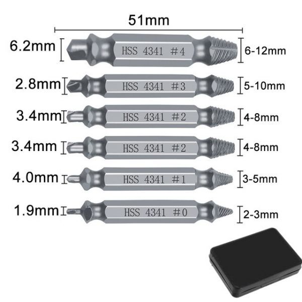 High Quality 6pcs Damaged Screw Extractor Speed ​​Out Drill Bits Broken Bolt Stud Remover Tool