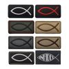 2 PCS AliPlus Jesus Fish Patches Embroidered Tactical Military Morale Patch Hook and Loop(Khaki)