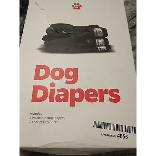 PET PARENTS WASHABLE Unisex DOG DIAPERS SET OF 3, X LARGE NEW Waist 26"-35" Blk.