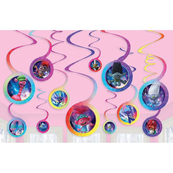 Amscan Trolls World Tour Swirl Value Pack, 12 Pieces